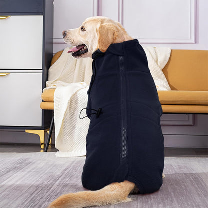 ROZKITCH Fleece Dog Pajamas, Pet Windproof Warm Cold Weather Jacket Vest Cozy Jumpsuit Apparel Outfit Clothes for Small Dog Walking Hiking Sleep Blue 2XS