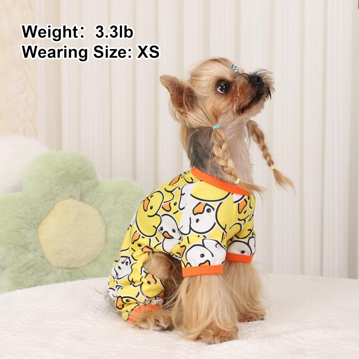 Dog Pajamas Pjs Spring Summer Dog Clothes for Small Dogs Girl - Boy - Small Size Dogs, Soft Stretchy Cute Puppy Clothes Doggie Onesies Cat Pet Jammies Outfit (Duck Yellow, X-Small)