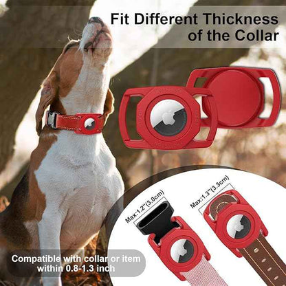 SANKALA Waterproof Airtag Case for Dog Collar, [1 Pack] Airtag Dog Collar Holder, TPU & Silicone Full Body Covered Anti-Lost Apple Air Tag Holder Protective Airtag Case for Pet Collar, Red