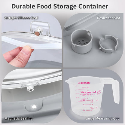 Rice Storage Containers, Collapsible 20 to 30Lbs Food Storage Bin Dispenser with Rolling Wheel and Clear Airtight Lid, BPA Free Flour, Sugar, Cereal and Dog Cat Pet food Containers