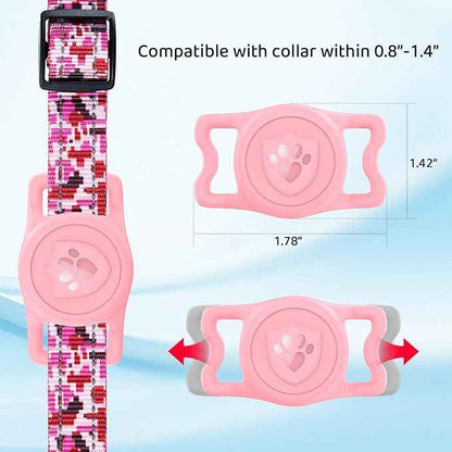 for Airtag Dog Collar Holder – (2 Pack) IP68 Waterproof Dog Air Tag Holder for Dog Collar, Anti-Lost & Durable Silicone Case, Compatible with Apple AirTags (Pink & Purple)