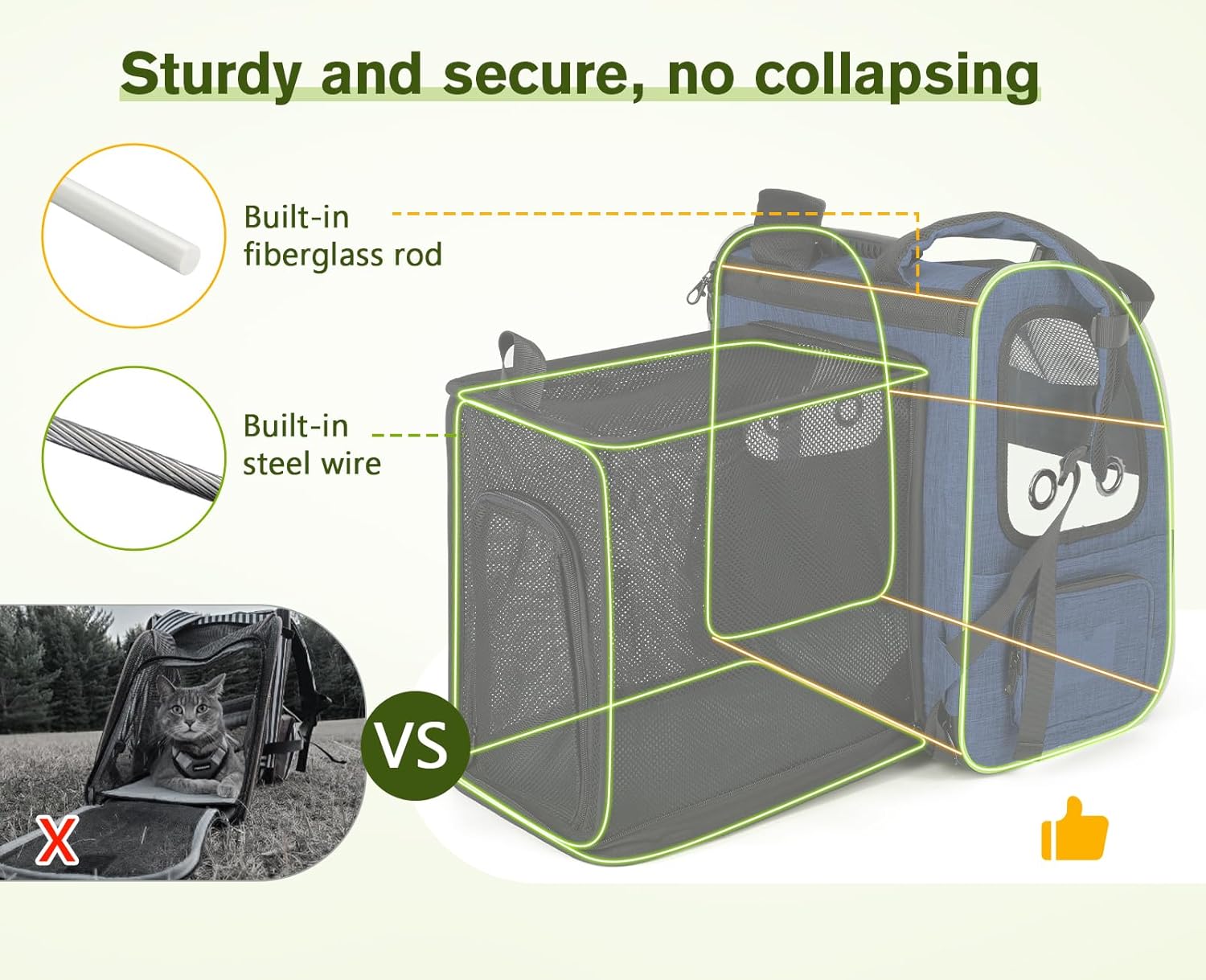 Pecute Pet Carrier Backpack, Cat Backpack Carrier, Expandable with Breathable Mesh for Small Dogs Cats Puppies, Dog Backpack Carrier for Hiking Travel Camping Outdoor, Hold Pets Up to 17 Lbs - Pawvie