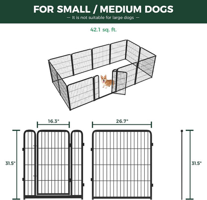FXW Homeplus Unleashed Indoor Dog Playpen - Stress-Free and Safe Play, Heavy Duty 32 Inch 12 Panels Dog Pen for Small and Medium Dogs, Black│Patented
