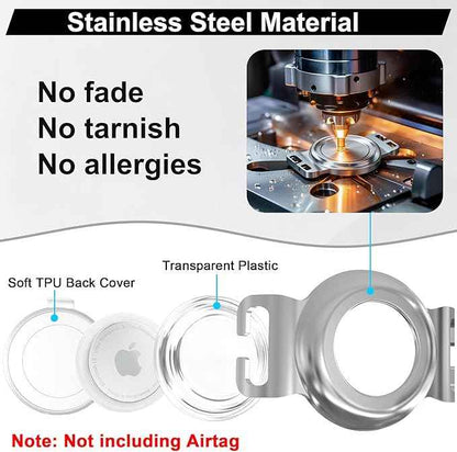 SANKALA Airtag Dog Collar Holder, Chew-Proof Stainless Steel & Waterproof Airtag Holder, Slide-On Opening Design, Fits Snap Closure Collars, Full Coverage Protective Case (Medium, 1 Pack)
