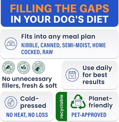BARK&SPARK Dog Probiotics for Digestive Health w/Enzymes & Fiber - Diarrhea Gas Treatment Upset Stomach Relief - Allergy & Itchy Skin - Pet Probiotics for Dogs - (180Ct, Chicken)
