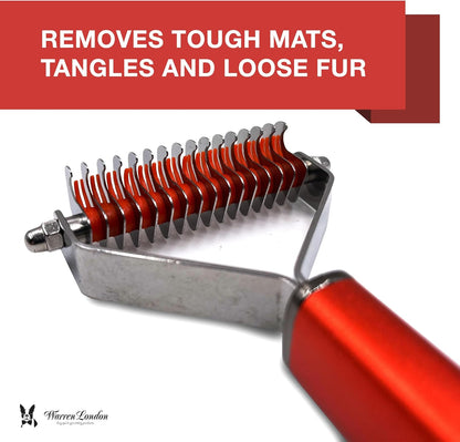 Warren London Dog Mat Remover Combo | Detangling Spray 16oz & Rake Brush | Tackles Tangles, Knots & Mats | 16oz Aloe & Jojoba Spray + Grooming Rake | $40 Value – Only $29.99