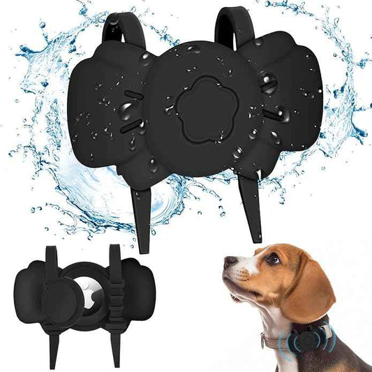Airtag Dog Collar Holder - Silicone IPX8 Waterproof Airtag Cat Collar - Secure and Stylish, Adjustable Strap Fits All Widths