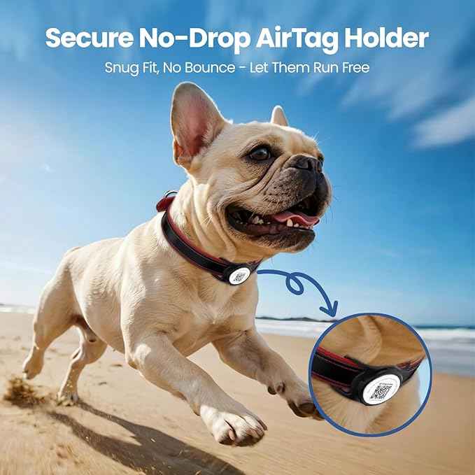 for AirTag Dog Collar Holder, Smart QR Code Holder for Cats and Dogs, for AirTag Protective Cases - Scan Alert, Instant Location, Pet Online Profile, Contacts Info (1 Pack, Black)