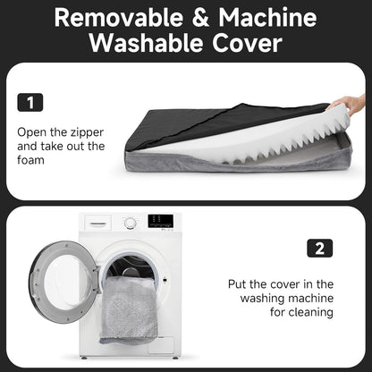 OhGeni Orthopedic Waterproof & Machine Washable Dog Bed for Large Pets, Suitable for Crates, 25D Egg Crate Foam, Non-Slip Bottom & Removable Cover, Sherpa Fabric, 41 Inches(Gray)