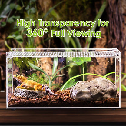 Reptile Terrarium Enclosure 12"X 8"X 6" Acrylic Tarantula Breeding Box Magnetic Hermit Crab Habitat Tank Transparent Jumping Spider Cage for Insect Snail Amphibians Sling Isopods (2.5 Gallon)