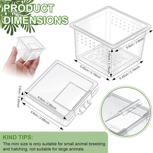 20 Pcs Insect Spider Terrariums Breeding Box Small Reptile Hatching Container Transparent Cricket Keeper Breeder Box Feeding Spider Cage with Lid for Scorpion Gecko Tortoise Centipede Tarantula