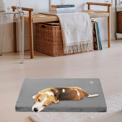 EMPSIGN Stylish Dog Bed Mat Dog Crate Pad Mattress Reversible (Cool & Warm), Water Proof Linings, Removable Machine Washable Cover, Firm Support Pet Crate Bed for Small to XX-Large Dogs, Grey