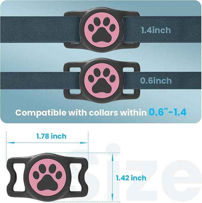 2 Pack Waterproof Airtag Dog Collar Holder for Apple Air Tag, Silicone Dog Airtag Holder for Dogs & Cat Collars(Blue/Pink)