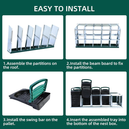 Chicken Nesting Box, 10 Hole 2 Layer Hen Nest Box with Legs, Roll Away Eggs Laying Boxes,Cleanable Pull Out Hen Roosting Boxes