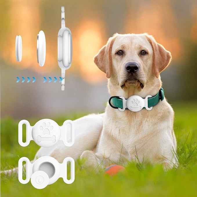 2 Pack Case for Airtag Dog Cat Collar Holder, Soft Silicone Anti-Lost Waterproof Protective Case Compatible with Apple Airtag, for Pet Dog Cat Collars Holder