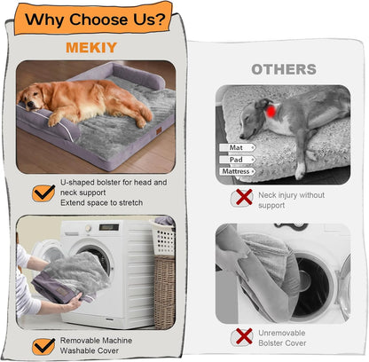Large Dog Bed Orthopedic Washable, Orthopedic Dog Beds with Egg Foam Support, Removable, Machine Washable Plush Cover and Non-Slip Bottom for XXLarge Extra Large Dogs - Purple Dogs Bed