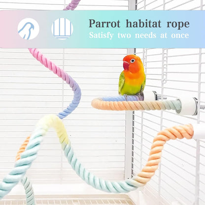 3pcs Gradient Colorful Bird Rope Perch Stand,Bird Cage Climbing Rope Toys Accessories,Bendable Climbing,Parakeet Lovebirds Cockatiels Budgies Play (15.7'',23.6'',39.3''B)
