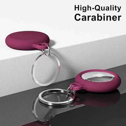 oakxco for Airtag Keychain Silicone, Airtag Holder with Key Ring, Air Tag Cover Cute Accessories for Kids, Luggage, Car Dog Collar, Compatible with Apple Airtag Case Waterproof, Burgundy Maroon Wine