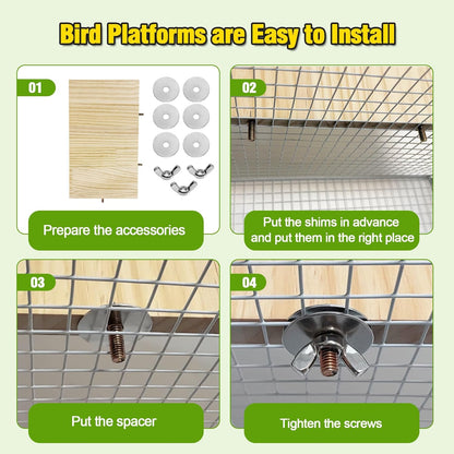 Arfubye13.8x7.9 inches Large Parakeet Stand Platform Wooden Bird Perch Stand Parrot Cage Accessories Rectangle Corner Stand Perch Shelf for Budgie Cockatiel Conure Macaw African Grey Chinchilla