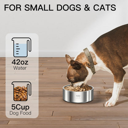 42oz Double Layer 304 Stainless Steel Dog Bowl - Insulated & Durable | Non-Slip Base | Easy to Clean | BPA-Free Safe Dog Food and Water Bowl