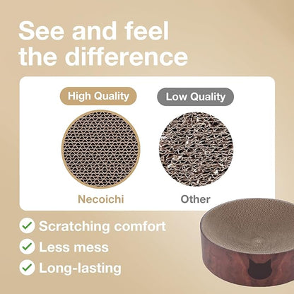 Necoichi Cat Scratcher Bowl for Indoor Cats - Cat Scratching Lounger with Reversible Usability and Extra Comfort for Lounge, Cardboard Bed Couch / (Regular, Dark Cherry)