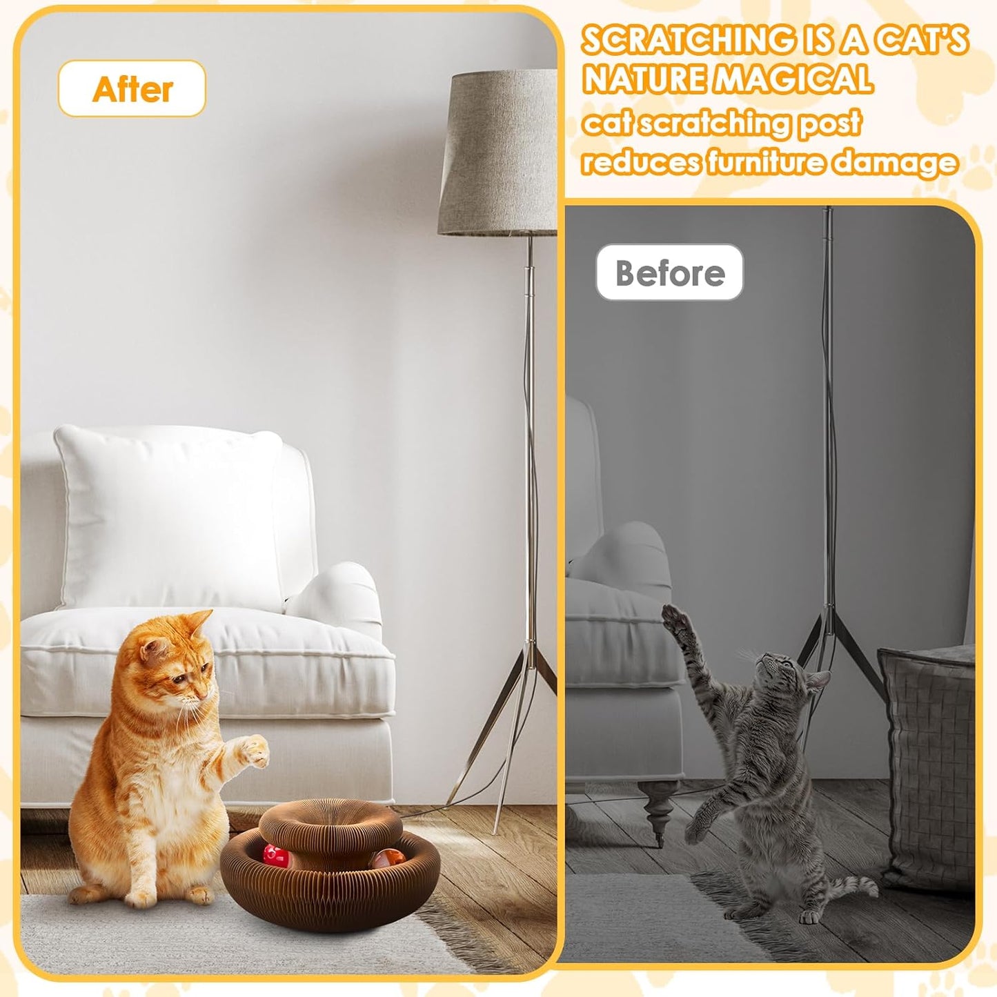 2 Pack Magic Organ Cat Toy Foldable Magic Organ Cat Scratching Board Reversible Infinity Style Magic Organ Cat Toy with 4 PCS Ball Cat Toys Interactive Indoor Cat Toys