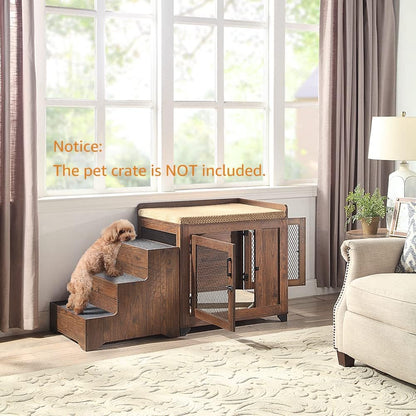 beeNbkks Furniture Style Dog Stairs, Pet Steps for Small Dogs and Cats, Wooden Non-Slip Pet Ladder for Elderly Injured Pets Short Legged Puppy to Reach Couch Sofa High Bed Windowsill