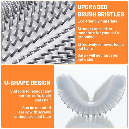 12 Pack Cat Self Groomer – Wall Corner Grooming Brushes for Cats and Small Pets – Soft Silicone Massage Brush for Shedding Control and Face Rubbing (Grey)