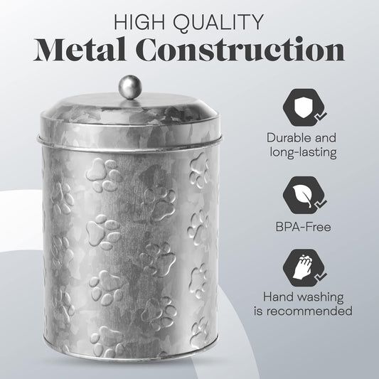 Amici Home Puppy Paws Galvanized Metal Food Canister (7CDI070)