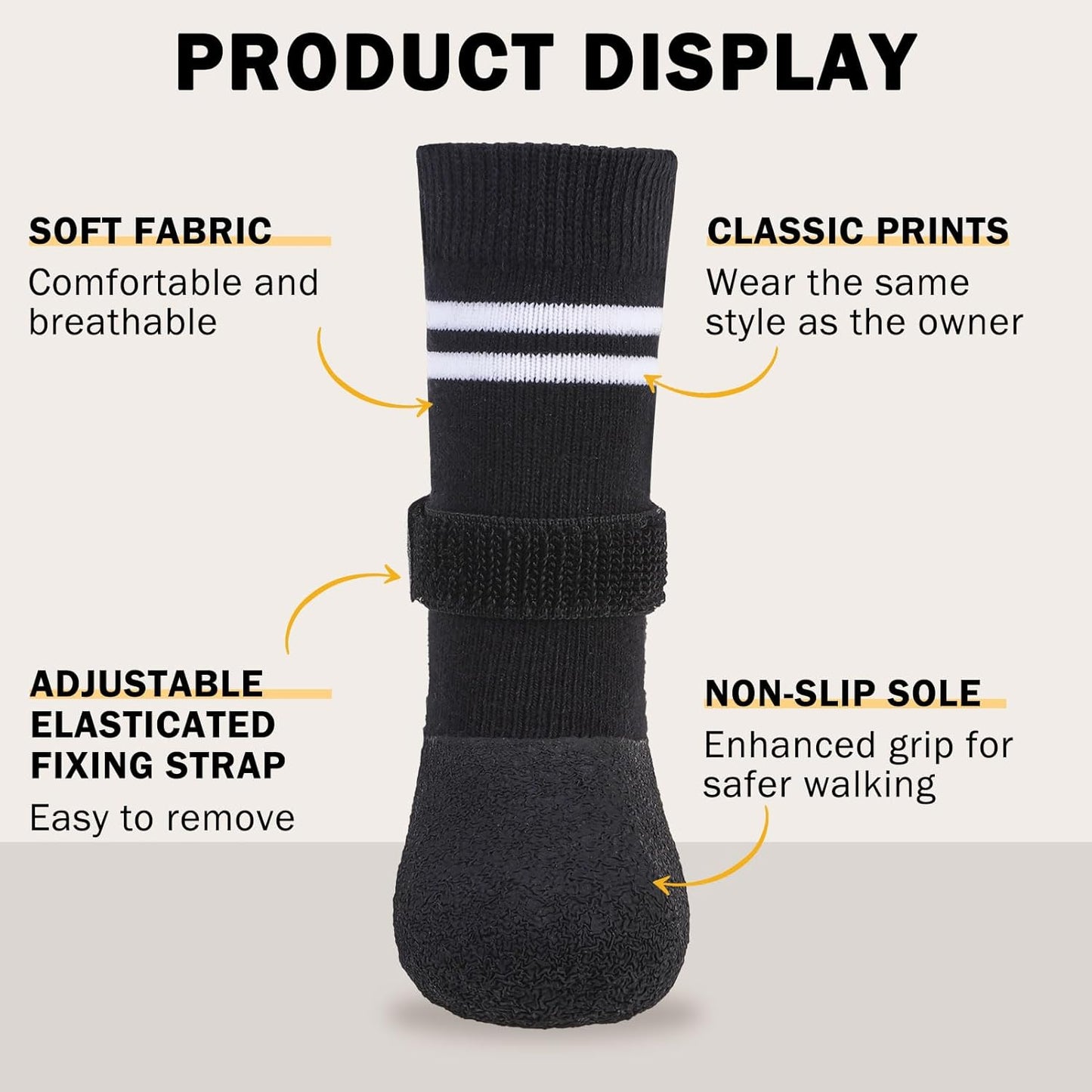 SCENEREAL Anti Slip Dog Boots & Paw Protectors for Hardwood Floor, Extended Dog Socks to Prevent Licking Paws, Waterproof Pet Snow Rain Shoe for Winter Medium Senior Dogs, Black M