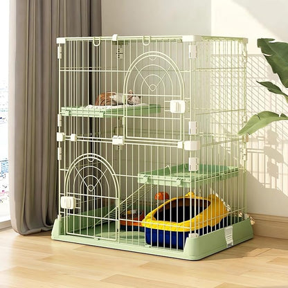 Cat Cage 2-Tier Indoor Cat Enclosure with Widen Bottom Buckle & Reinforced Locking Clamps DlY Cat Playpen for 1-2 Cats & Small Pets,31" Lx 20" W X 36" H (Green, Two-Tier36)