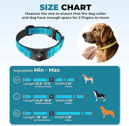 2026 Upgrade Airtag Dog Collar, Reflective Dog Collar with Airtag Holder, IP68 Waterproof| Metal Buckle| Ultra-Durable| Comfortable Padded, GPS Dog Collars for Medium Large Dogs (Blue,XL)