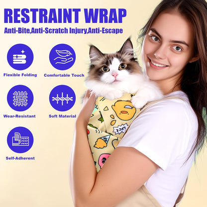 XANGNIER 2 Pcs Cat Wrap for Grooming,Cat Restraint Wrap for Cutting Nails,Fabric Burrito Wrap for Nail Clipping, Anti-Scratch, Anti-Escape,Multifunctional Swaddle Wrap Pet Tool (20.8 x 20.8 Inch)