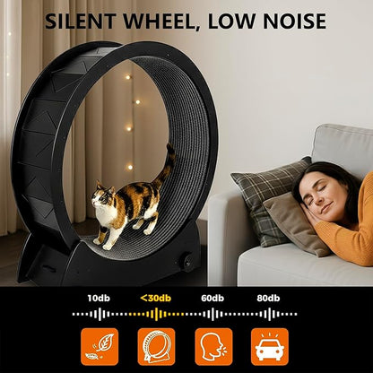 Portable Cat Running Wheel for Indoor Cats 44" Large XL 12" Wide, Cat Treadmill, Wheel with Carpeted Runway for Kitty’s Longer Life, Moveable Safe & Stable Design.