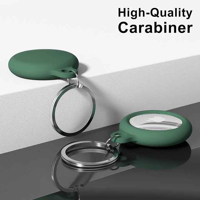 oakxco for Airtag Keychain Silicone, Airtag Holder with Key Ring, Air Tag Cover Cute Accessories for Kids, Luggage, Car Dog Collar, Car, Compatible with Apple Airtag Case Waterproof, Dark Green