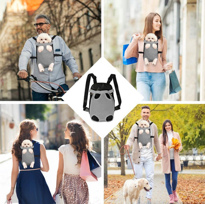 FEimaX Dog Carrier Backpack Pet Legs Out Front Cat Travel Bag, Adjustable Puppy Backpacks Carriers Hands-Free for Small Medium Dogs Cats Hiking Traveling Camping Daily Walking (Large, Grey)