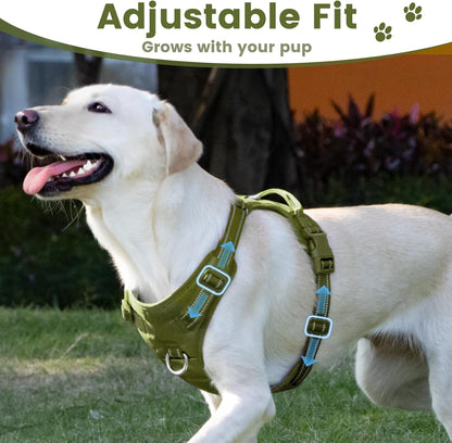 No Pull Dog Harness, Reflective Puppy Vest for Small Medium Large Sized Dog (Misty Green,L)