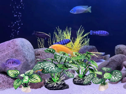 4PCS Aquarium Plants Betta Fish Tank Decorations Small Size Soft Faux Silk Aquarium for Hiding Fish Reptil