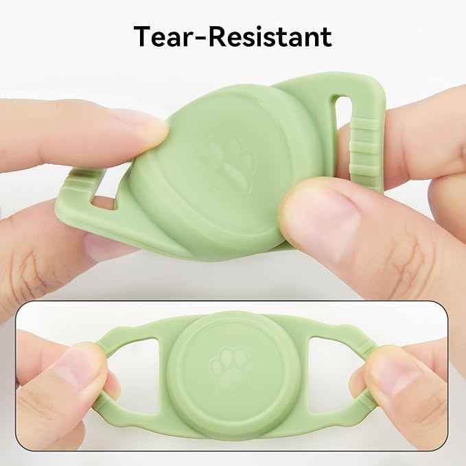 for Airtag Dog Collar Holder 2 Pack,Waterproof Dog Collar Holder for Apple AirTag(Gen 1 & 2),Silicone Air Tags Case for Dog Collars(Light Green)