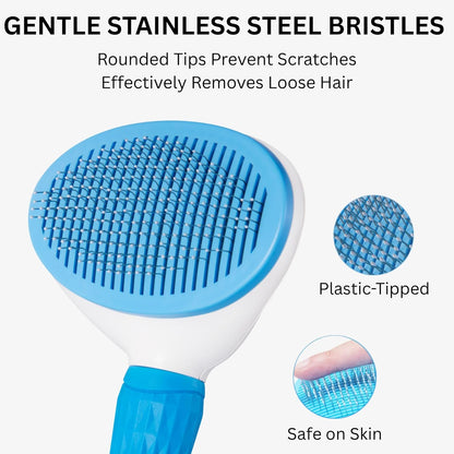 AIXINPET Cat & Dog Self Cleaning Slicker Brush - Easy to Remove Loose Fur, Harmless Deshedding Grooming Tool, Massaging Function - Suitable for Shedding & Furry Pets, like Rabbits and Ferrets