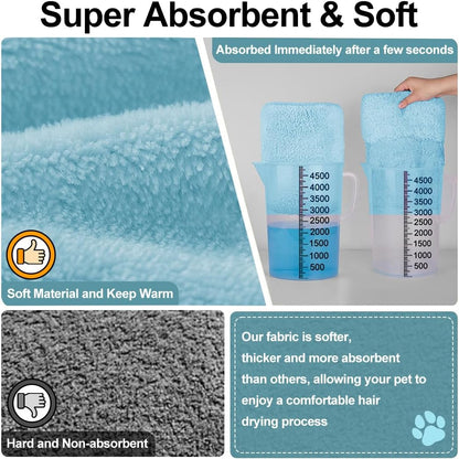 Giant Dog Bath Bubble, Quick Drying Super Absorbent Used for After Bathing, Warm Dog Towels, Adjustable Hoodies and Belts for Pet Dogs Bath Clothes Products (Blue, 6XL)