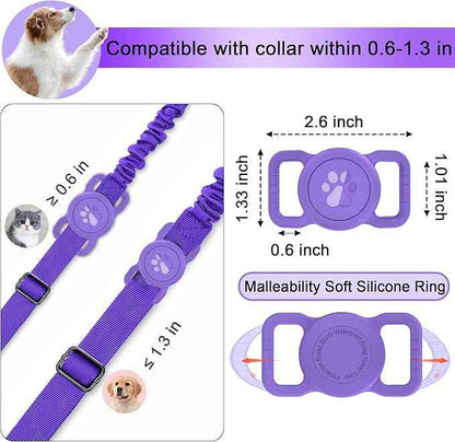 SANKALA Airtag Dog Collar Holder, [1 Pack] Waterproof Dog Airtag Holder, Silicone Full Body Covered Anti-Lost Protective Apple Air Tag Holder for Pet Collar - Fits All Width Collars, Dark Purple