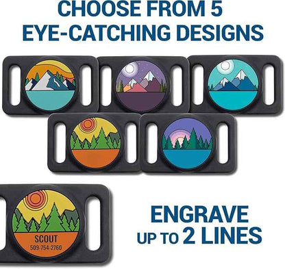 GoTags Designed for Airtag Engraved Dog Collar Holder, Personalized Airtag Case for Pet Collar, Up to 2 Lines of Custom Text, Slide On Tag for GPS Dog Tracker, Compatible with Apple iPhone, Large