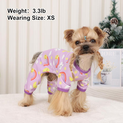 Dog Pajamas Pjs Spring Summer Dog Clothes for Small Dogs Girl - Boy - Small Size Dogs, Soft Stretchy Puppy Clothes Doggie Onesies Cat Pet Jammies Outfit, Star Purple, XS