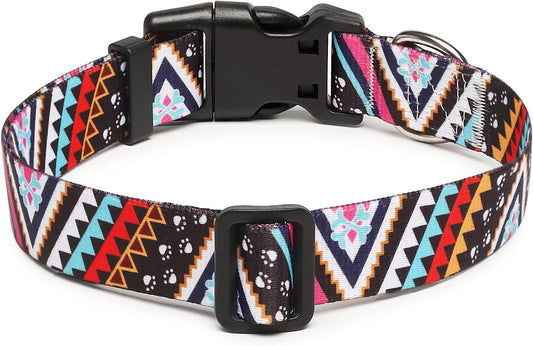 Mercano Adjustable Dog Collar - Special Design Patterns, Soft Nylon Comfortable Durable Pet Collar for Small Medium Large Dogs (XS, Ethnic Pink)