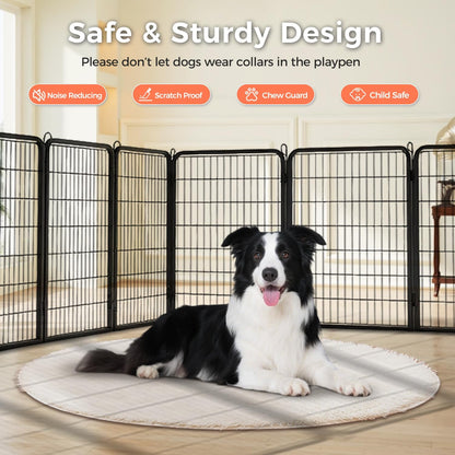 40 Inch Dog Playpen - 8 Panels Metal Pet Exercise Pen for Medium-Large Dogs, Indoor/Outdoor Dog Fence for Yard, Garden, Camping & RV Travel