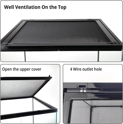 30 Gallon Tall Reptile Glass Tank Terrarium 18"x18"x24" Large Habitat Enclosure for Gecko,Lizard,Chameleon,Frog,Snake,No Install Needed and Come with Tank Background