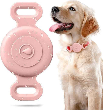 Dog Safety Pendant, Collar Holder for AirTag 2nd & 1st Gen, Pet Tracker Accessory for Dog GPS Tracking, Durable Silicone, Waterproof & Shock-Resistant, Anti-Scratch Anti-Loss, Pink