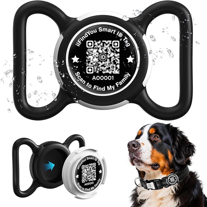 Waterproof AirTag Dog Collar Holder for Apple AirTag QR Code