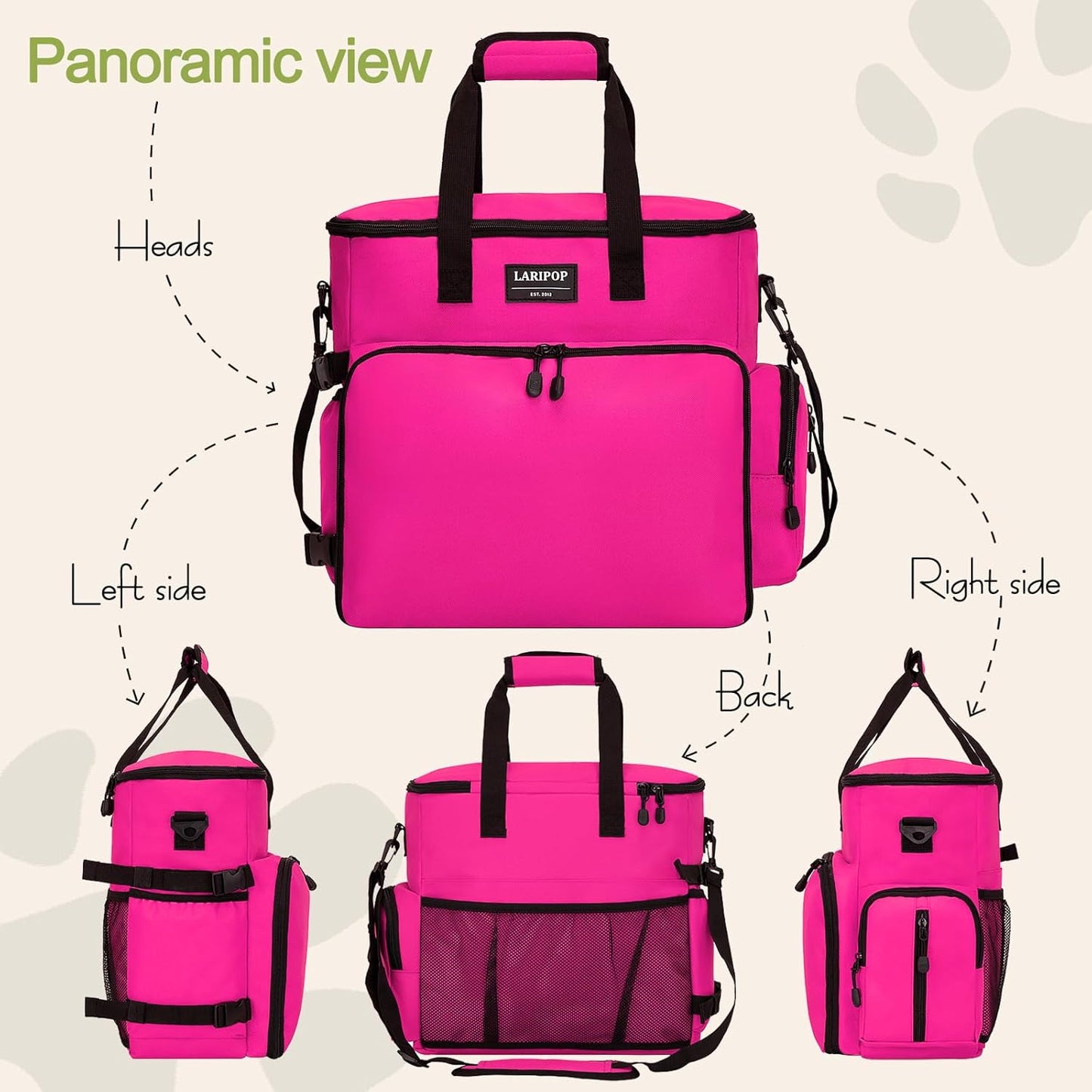 Dog Travel Bag,Weekend Pet Travel Bag Set for Dog and Cat,Airline Approved Tote Multi-Function Dog Bags for Traveling,Include 2 Collapsible Bowls,2 Food Storage Containers,1 Feeding Mat,Red